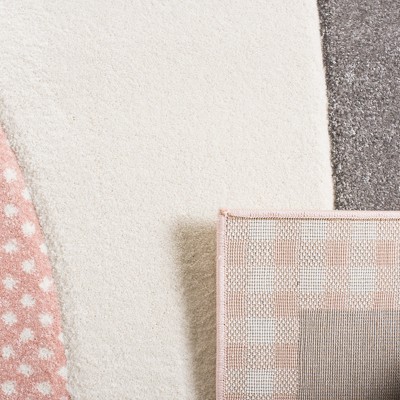 Gray and Pink Hand-knotted Synthetic Kids Rug