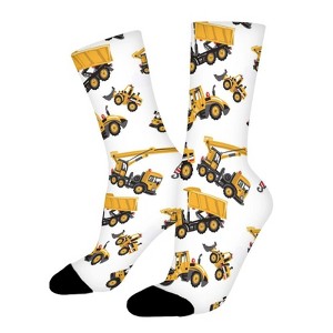 Cartoon Yellow Machinery Women Printed Crew Socks Funny Funky Socks Soft Polyester Novelty Gifts for Artists Men - 1 of 1