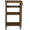 Okak Kitchen Cart with Acacia Wood Tabletop, Kitchen Island with 2 Lockable Wheels and Towel Rack, Rolling Kitchen Island for Dining Room, Dark Brown - 3 of 4