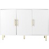 Modern 3-Door Sideboard Cabinet, 55" Buffet with Storage, Console Table for Dining Room, Entryway, Living Room, Golden Metal Handles - 3 of 4