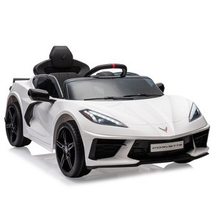 12V Kids Ride-On Sports Car – Licensed Corvette Electric Car Toy with Remote Control, Visual Dashboard, LED Lights & Music - 1 of 4