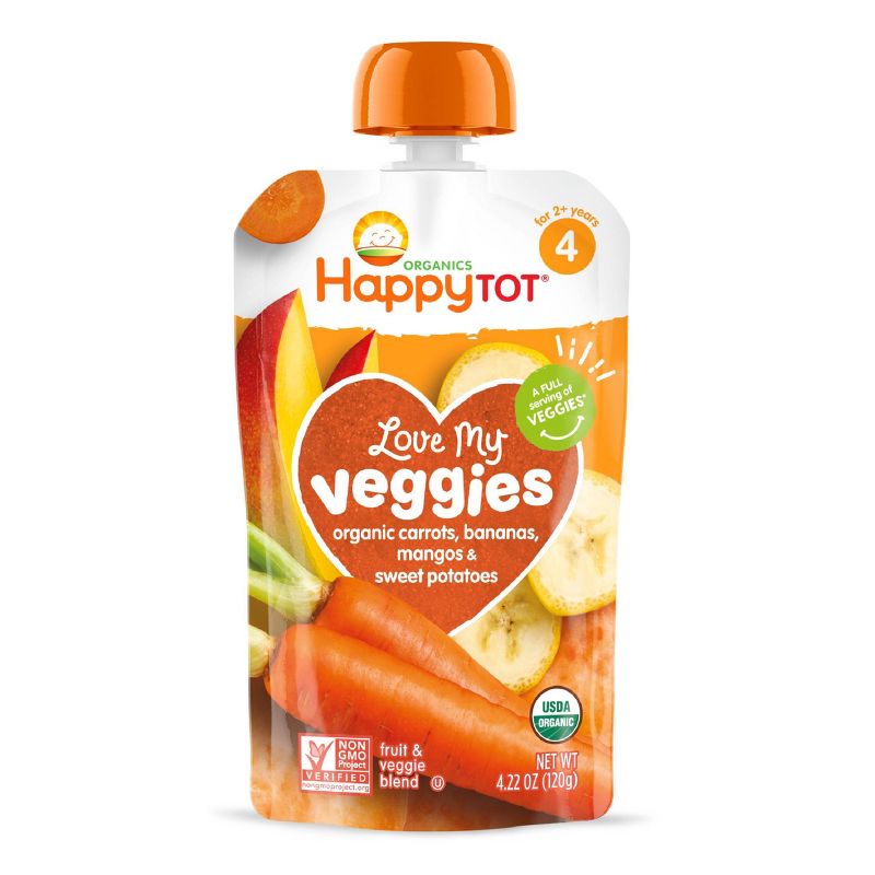 HappyTot Love My Veggies Carrot Banana Mango & Sweet Potato Baby Food Pouch - (Select Count) , 1 of 7