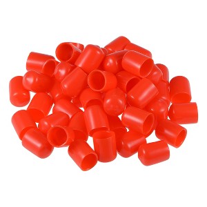 Unique Bargains Rubber Vinyl Round Tube Bolt Thread Protectors End Caps Cover Red 50 Pcs - 1 of 4