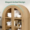 MAYEERTY 63" Tall Arched Storage Cabinets Wood Storage Cabinets with Glass Rattan Door Adjustable Shelf for Living Room Dining Room Natural - 4 of 4