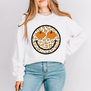 Simply Sage Market Pumpkin Leopard Smiley Sweatshirt - 1 of 4