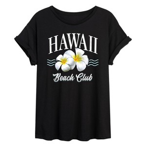 Women's - Instant Message - Hawaii USA Beach Club Oversized Graphic T-Shirt - 1 of 4