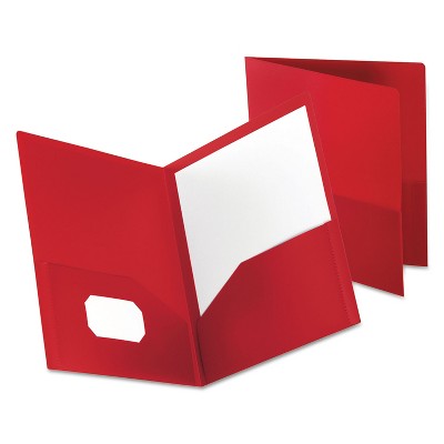 Oxford Poly Twin-Pocket Folder Holds 100 Sheets Opaque Red 57411