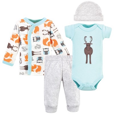 Hudson Baby Infant Unisex Preemie Layette Set 4-Piece, Moose, Preemie