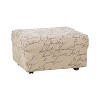 Stretch Pen Pal Ottoman Slipcover Parchment - Waverly Home: Machine Washable, Velvet Texture, Indoor Use Zippered Cover - 2 of 4