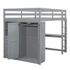 NicBex Full Size Loft Bed with Built-in Wardrobe Desk Storage Shelves and Drawers Gray - 3 of 4