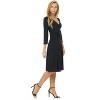 Rekucci Women's Slimming 3/4 Sleeve Fit and Flare Crossover Tummy Control Dress - 2 of 4