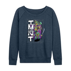 Women's - Teenage Mutant Ninja Turtles - Donatello, Raphael, Leonardo, & Michelangelo Lightweight French Terry Wide Neck Long Sleeve Shirt - 1 of 4