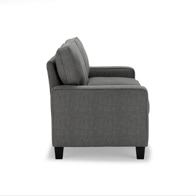 Gray Linen Reclining Sofa with Removable Cushions and Wood Frame