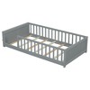 YOOCOZZ Twin Size Floor Platform Bed with Built-in Book Storage Rack and Guardrails - 3 of 4