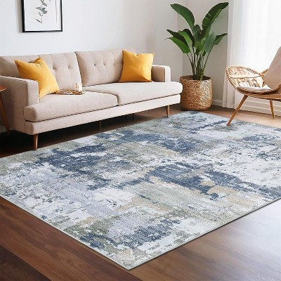 Machine Washable Area Rugs, Abstract Indoor Floor Rugs, Non-Slip Backing Rugs, Low Pile Area Rugs, Living Room, Bedroom, Nursery