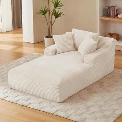 Aukfa 78.7" Corduroy Recliner Sofa Bed , No Assembly , Oversized Upholstered ,2 Pillows Chaise for Living Room & Bedroom