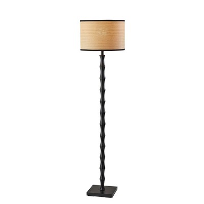 Berkeley 60" Black Metal Floor Lamp with Woven Paper Shade