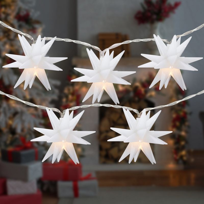 Northlight 10-Count LED White Star Christmas Fairy Lights, 5.25ft, Copper Wire, 1 of 7