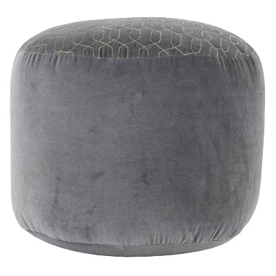 Natalie Velvet Pouf Gray - Décor Therapy