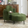 ORRD 42.5" Single Sofa Chair with Crescent Footstool, Green Velvet Accent Chair with Side Table for Living Room & Study - 3 of 4
