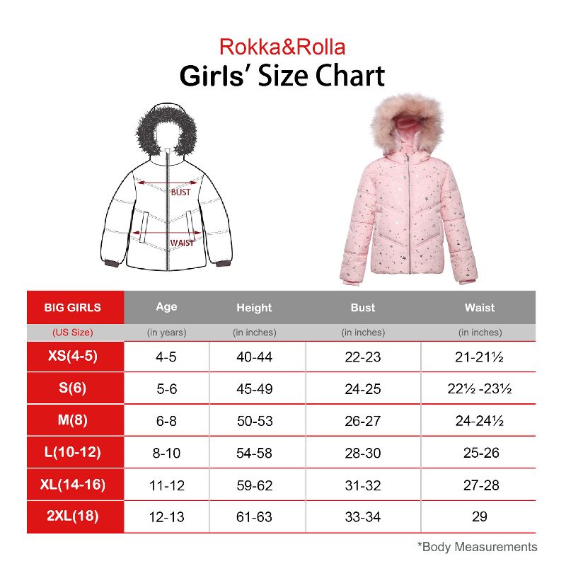 Rokka&Rolla Girls' Heavy Winter Puffer Jacket Bubble Coat, 3 of 9