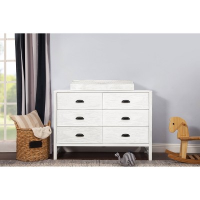 Cottage White Farmhouse Double Dresser with 6 Drawers