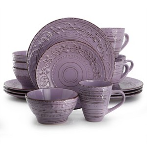 Elama Malibu Sea Glass 16-Piece Dinnerware Set in Dark Green - 1 of 4