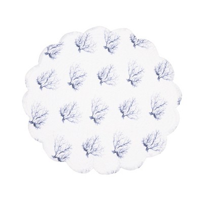 Midnight Lagoon Blue and White Quilted Round Placemats Set of 6