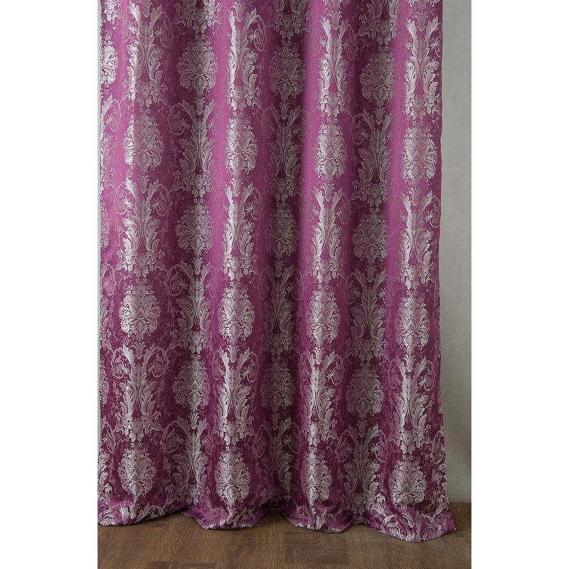 Ramallah Trading Gloria Floral/Damask Textured Jacquard Single Rod Pocket Curtain Panel - 54 x 84, Purple, 4 of 7