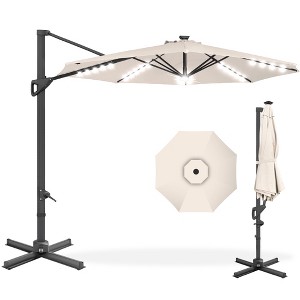 Best Choice Products 10ft 360-Degree Solar LED Lit Cantilever Patio Umbrella, Outdoor Hanging Shade - 1 of 4