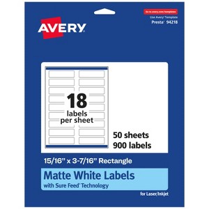 Avery Matte White Rectangle Labels, 15/16" x 3-7/16" - 1 of 4