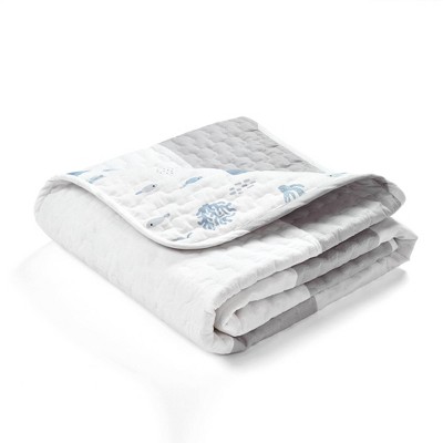 Lush Décor Seaside Organic Cotton Reversible Quilt - Gray Single