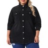 Agnes Orinda Women's Plus Size Button Denim Long Boyfriend Long Sleeve with Pockets Casual Shirt Jean Jackets - 2 of 4