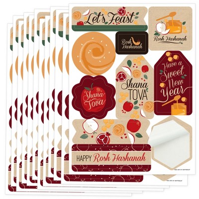 Big Dot of Happiness Rosh Hashanah - Jewish New Year Party Jewish New Year Party Favor Sticker Set - 12 Sheets - 120 Stickers