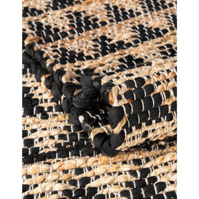 Handmade Black and Natural Geometric Jute Runner
