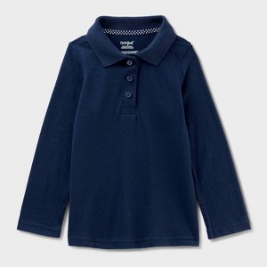 Girls' Adaptive Long Sleeve Uniform Polo Shirt - Cat & Jack™ - 1 of 3