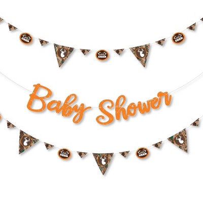 Big Dot of Happiness Gone Hunting - Deer Hunting Camo Baby Shower Letter Banner Decoration - 36 Banner Cutouts and Baby Shower Banner Letters