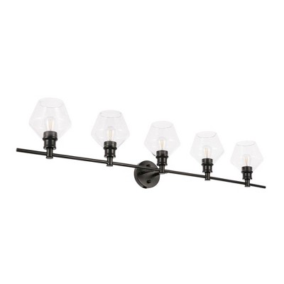 Gene 5-Light Black and Clear Glass Wall Sconce