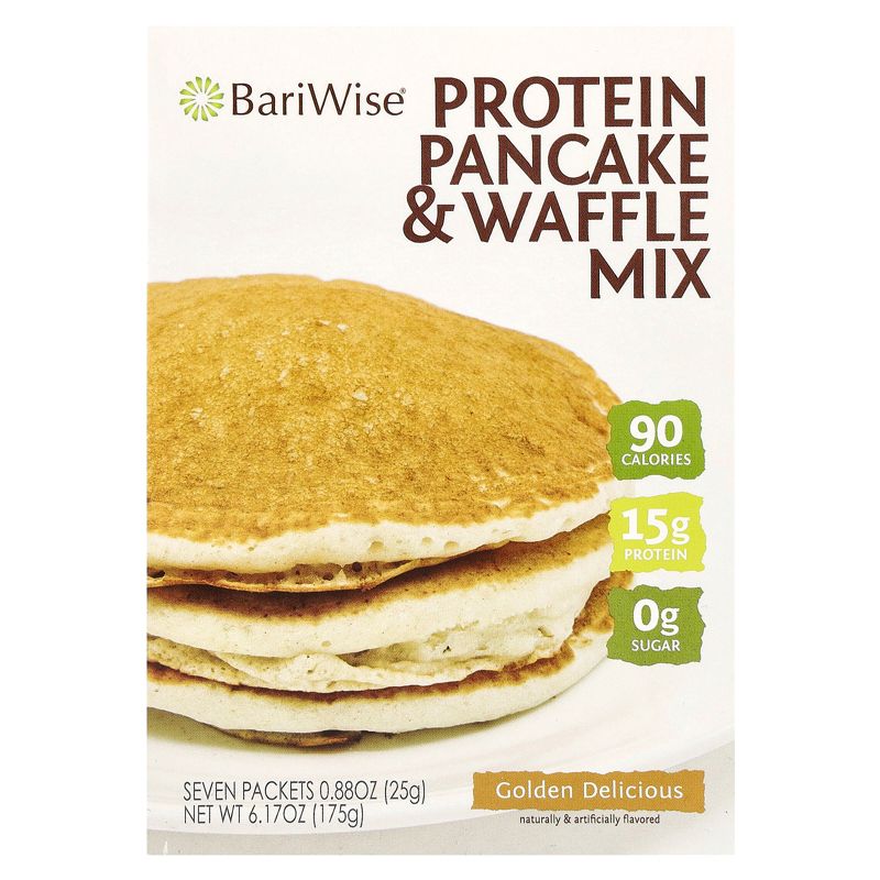 BariWise Protein Pancake & Waffle Mix, Golden Delicious, 7 Packets, 0.88 oz (25 g) Each, 1 of 4