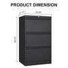 3 Drawers Lateral File Cabinet with Lock, Metal Lockable Drawer File Cabinet Under Desk Legal/Letter/F4/A4 - 2 of 4