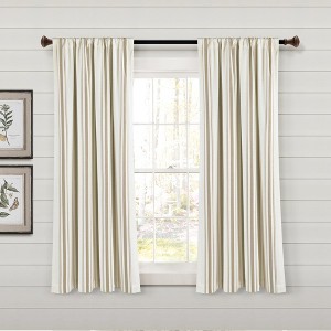 Farmhouse Stripe Yarn Dyed Eco-Friendly Recycled Cotton Window Curtain Panels Neutral 42X63 Set - 1 of 4