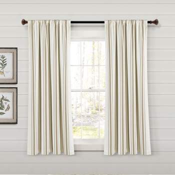 Farmhouse Stripe Yarn Dyed Eco-Friendly Recycled Cotton Window Curtain Panels Neutral 42X63 Set