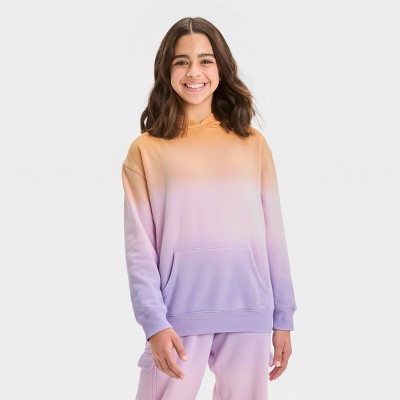 Girls' Boxy Cropped Zip-Up Hoodie Sweatshirt - art class™ Black XL