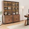 77'' Display Bookshelf with Glass Door and Storage Cabinets,Walnut & Gray,17.4"D x 32.99"Wx 77.17"H - 3 of 4