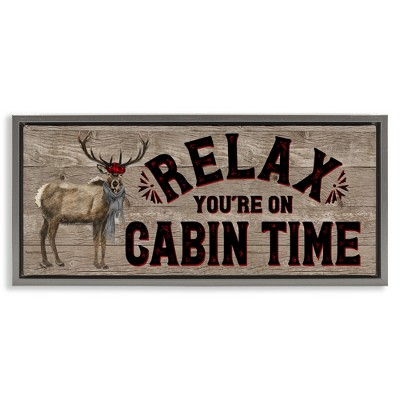 Stupell Industries Cabin Time Phrase with Deer, 31" x 14"