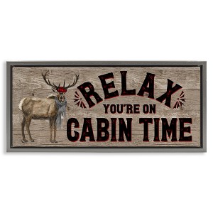 Stupell Industries Cabin Time Phrase with Deer, 31" x 14" - 1 of 4