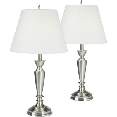 Barnes and Ivy Brushed Nickel Table Lamps Set of 2 with Table Top Dimmers