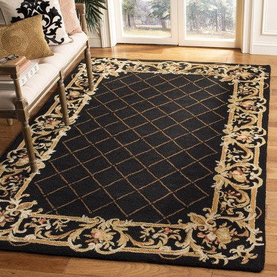 Chelsea Black Wool 3' x 8' Hand Hooked Runner Rug