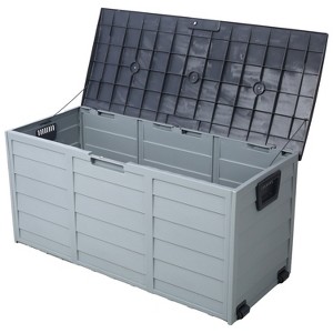 VisioGear Pool Deck Box with Wheels, Deck Box Storage for Outdoor Cushions and Garden Tools, Gray, 44"*19.2"*21.2" - 1 of 4