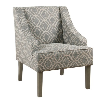 Classic Swoop Accent Armchair Geometric Ash Gray - Homepop: Upholstered 